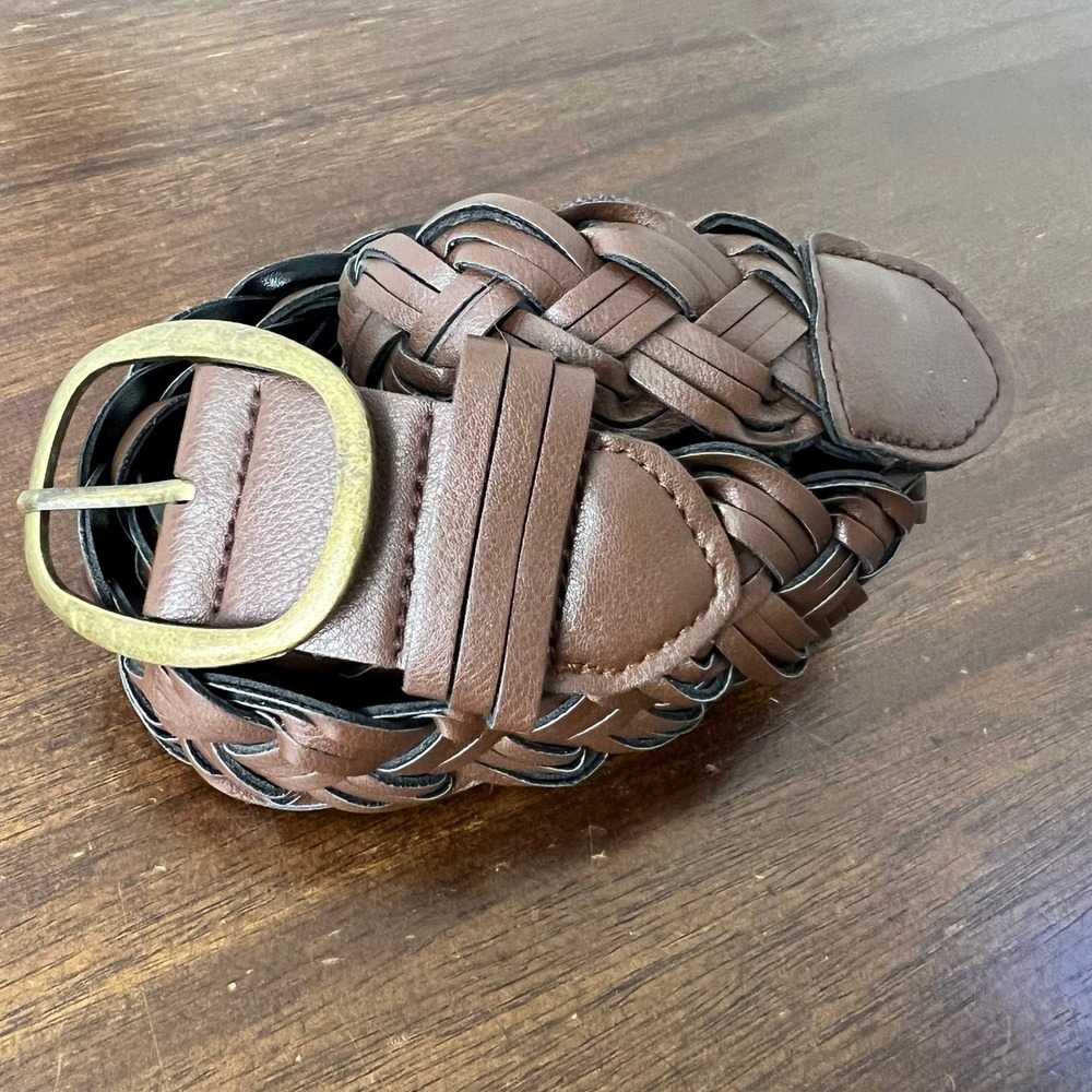 ☘️5/$25 Brown Faux Leather Braided Belt 1.5 Inch Wide Boho Capsule Wardrobe